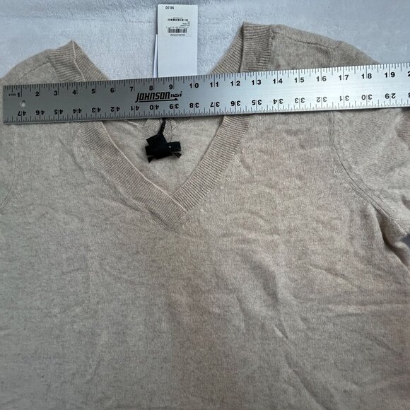 Halogen Womens V-Neck Sweater XXL Beige Oatmeal 100% Cashmere Pullover New $98 - Picture 5 of 7